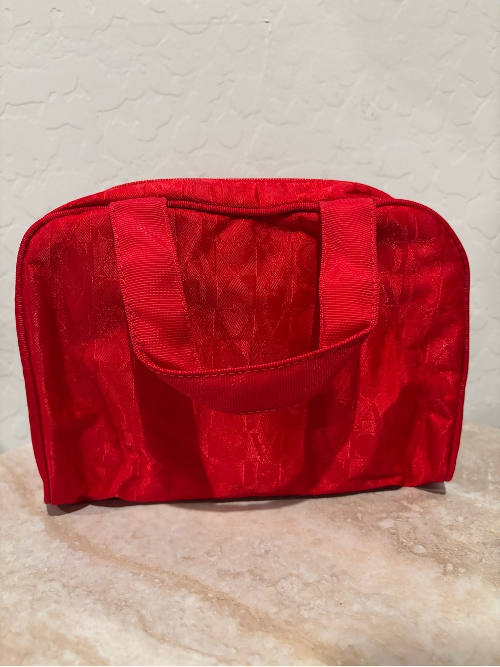 Escada Logo Canvas Red Travel Cosmetic Bag